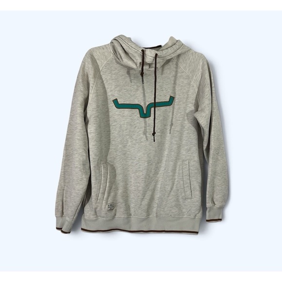 Kimes Ranch Tops - Kimes Ranch Hoodie Womens LARGE Oatmeal Two Scoops Pullover Fleece Western Logo